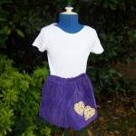 Girls Purple Cord Heart Shorts