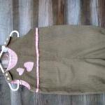 Baby Girls Pink And Brown/beige Cord Romper