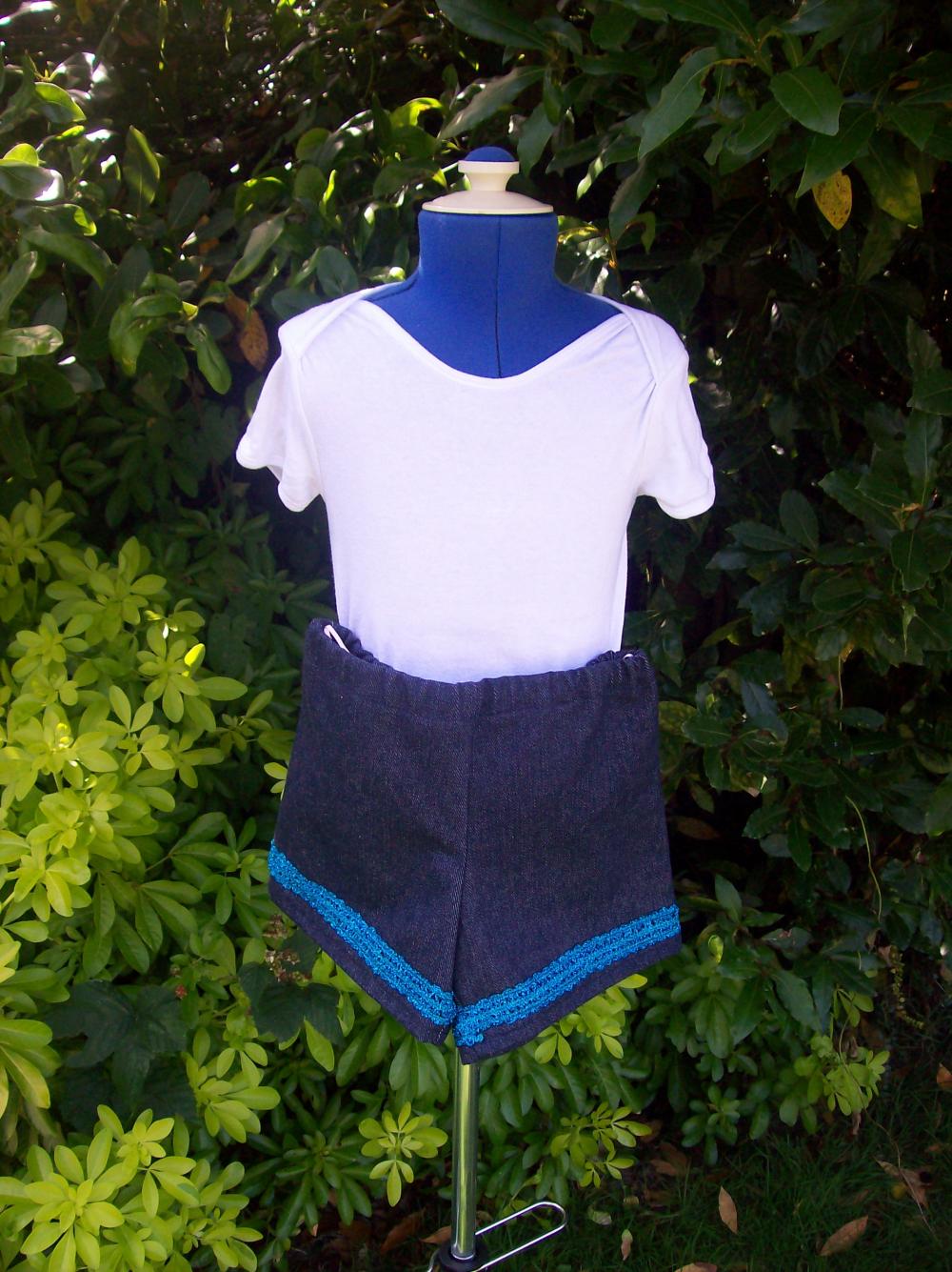 Girls Denim Blue Sparkly Shorts