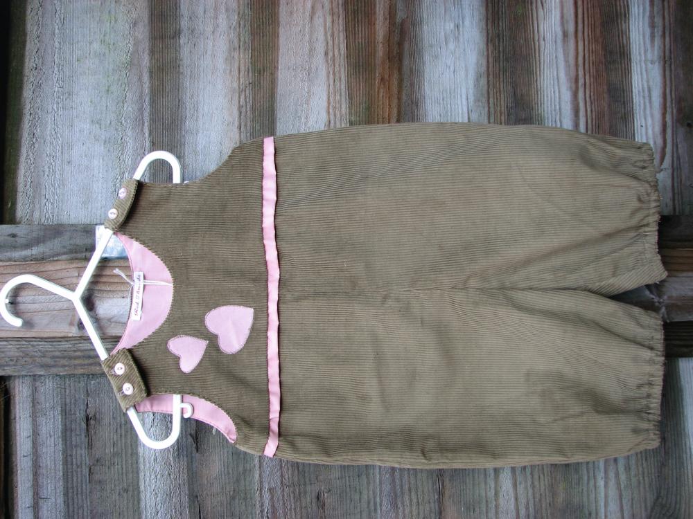 Baby Girls Pink And Brown/beige Cord Romper