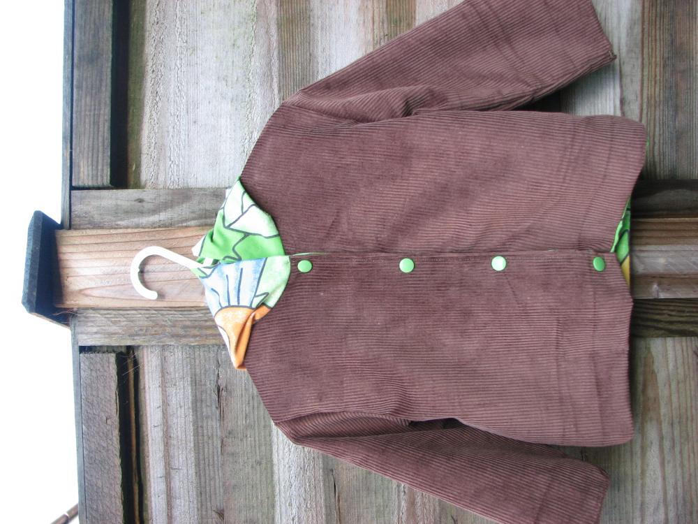 Boys Brown Cord Dinosaur Jacket